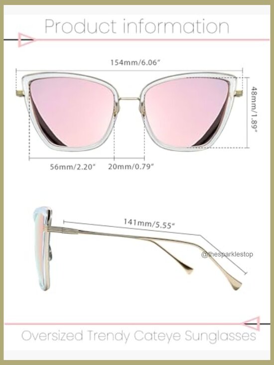 Metal Frame Oversized Cat Eye Sunglasses UV400 Protection main image 6